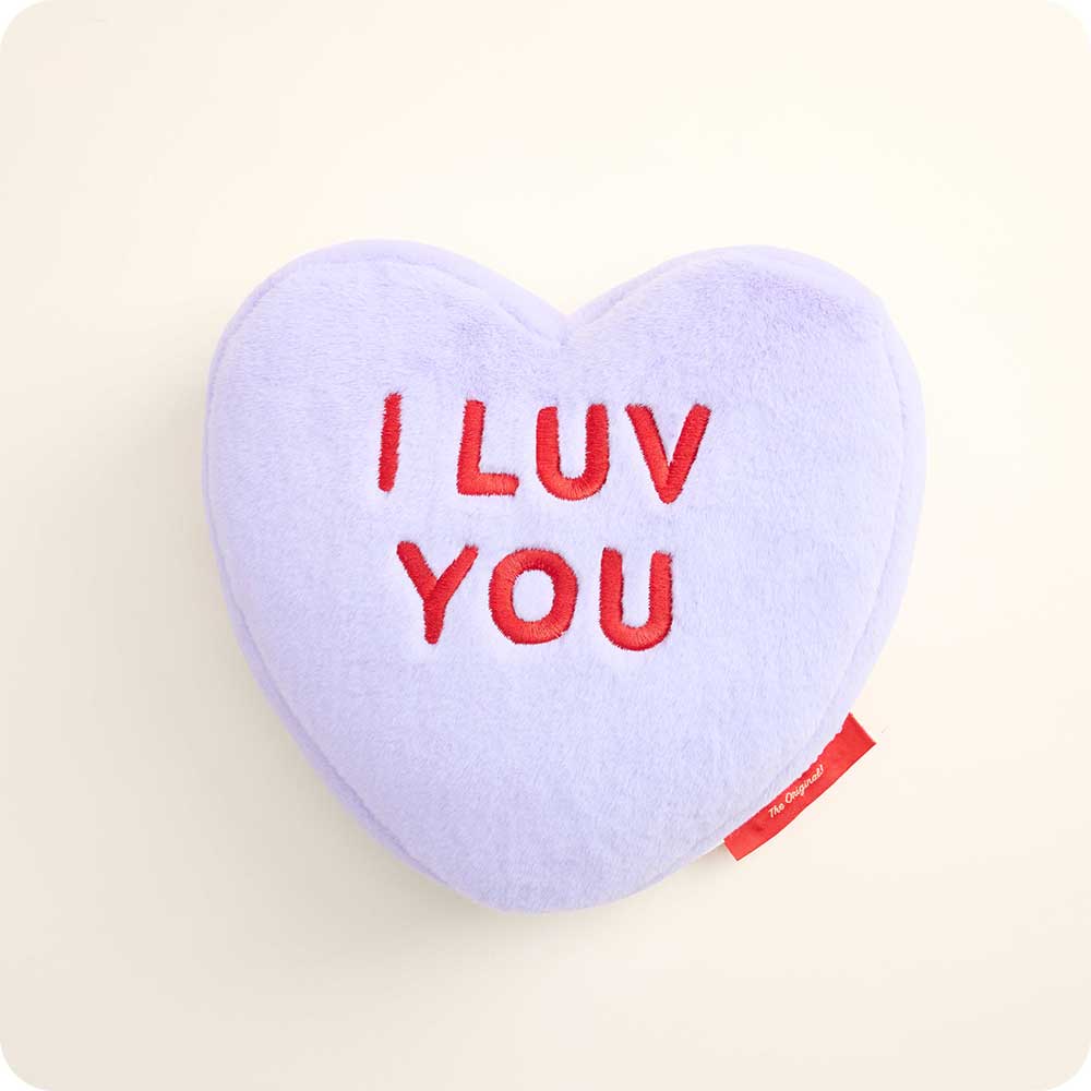 microwavable sweethearts purple I luv you conversation heart warmies stuffed animal