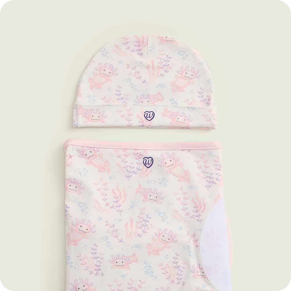 warmies Pink Axolotl Swaddle & Beanie Gift Set